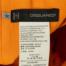 Pre Owned Dsquared2 Orange Crepe Bow Detail Midi Dress M
