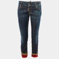 Pre Owned Dsquared2 Blue Denim Capri Jeans M/Waist 34"