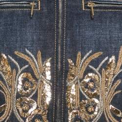 Pre Owned Dsquared2 Navy Blue Sequin Embroidered Denim Jacket M