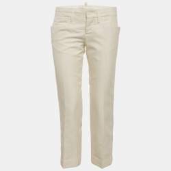 Pre Owned Dsquared2 Cream Cotton Blend Capri Trousers M