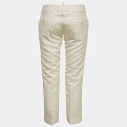 Pre Owned Dsquared2 Cream Cotton Blend Capri Trousers M