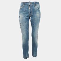 مملوكة مسبقًا  Dsquared2 Blue Denim Distressed Slim Fit Jeans L/Waist 31
