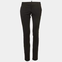 Pre Owned Dsquared2 Black Gabardine Sequin Detail Trousers M