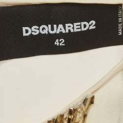 مملوكة مسبقًا Dsquared2 Cream Chiffon Embellished Sleeveless Top M