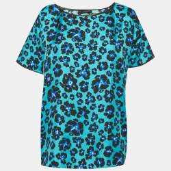 Pre Owned Dsquared2 Blue Floral Print Silk Blouse M