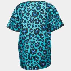 Pre Owned Dsquared2 Blue Floral Print Silk Blouse M