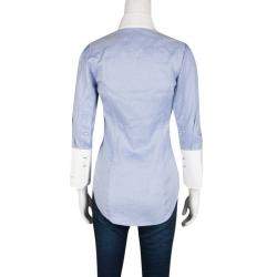 Pre Owned Dsquared2 Blue Cotton Contrast Collar and Cuff Detail Long Sleeve Shirt S