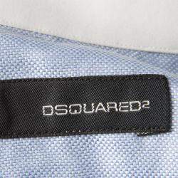 Pre Owned Dsquared2 Blue Cotton Contrast Collar and Cuff Detail Long Sleeve Shirt S