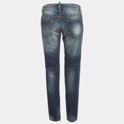 Pre Owned Dsquared2 Blue Distressed Denim Skinny Jeans L/Waist 35" 