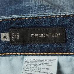 Pre Owned Dsquared2 Blue Distressed Denim Skinny Jeans L/Waist 35" 