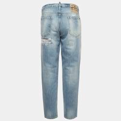 Pre Owned Dsquared2 Blue Distressed Denim Straight Fit Jeans M/Waist 34"