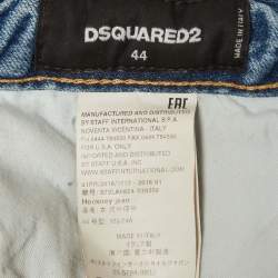 Pre Owned Dsquared2 Blue Distressed Denim Straight Fit Jeans M/Waist 34"