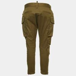 Pre Owned Dsquared2 Green Gabardine Cropped Cargo Trousers M 