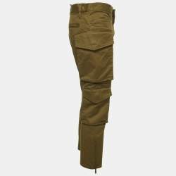 Pre Owned Dsquared2 Green Gabardine Cropped Cargo Trousers M 