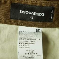 Pre Owned Dsquared2 Green Gabardine Cropped Cargo Trousers M 