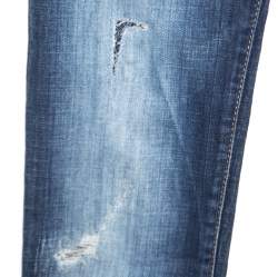 Dsquared2 Indigo Distressed Splatter Effect Denim Skinny Jeans S