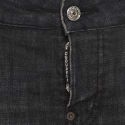Dsquared2 Black Faded Effect Denim Distressed Mini Skirt M