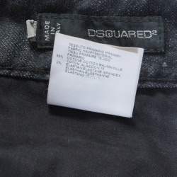 Dsquared2 Black Faded Effect Denim Distressed Mini Skirt M