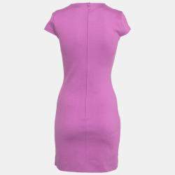 Pre Owned Dsquared2 Purple Jersey Paneled Cap Sleeve Slit Detail Fitted Dress M