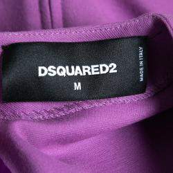 Pre Owned Dsquared2 Purple Jersey Paneled Cap Sleeve Slit Detail Fitted Dress M