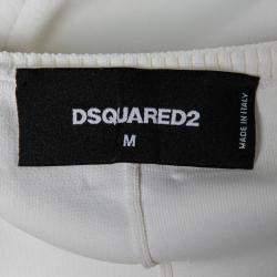 Pre Owned Dsquared2 Off White Stretch Rib Trim Sleeveless Tank Dress M