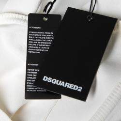 Pre Owned Dsquared2 Off White Stretch Rib Trim Sleeveless Tank Dress M