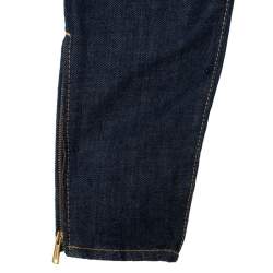 Pre Owned Dsquared2 Indigo Dark Wash Denim Crystal Embellished Badge Detail Tapered Jeans S