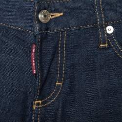 Pre Owned Dsquared2 Indigo Dark Wash Denim Crystal Embellished Badge Detail Tapered Jeans S