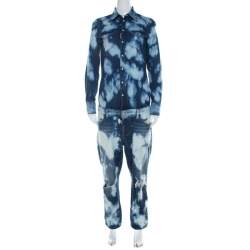 Pre Owned Dsquared2 Indigo Bleached Cotton Denim Jumspsuit M 