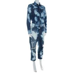 Pre Owned Dsquared2 Indigo Bleached Cotton Denim Jumspsuit M 