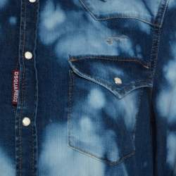 Pre Owned Dsquared2 Indigo Bleached Cotton Denim Jumspsuit M 