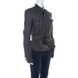 Dsquared2 Grey Wool Clinched Waist Zip Front Jacket M
