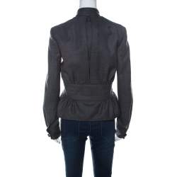 Dsquared2 Grey Wool Clinched Waist Zip Front Jacket M