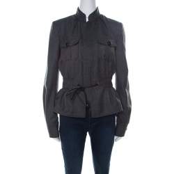 Dsquared2 Grey Wool Clinched Waist Zip Front Jacket M