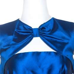 Dsquared2 Blue Silk Bow Neckline Balloon Hem Dress S