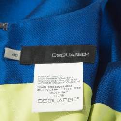 Dsquared2 Blue Silk Bow Neckline Balloon Hem Dress S