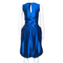 Dsquared2 Blue Silk Bow Neckline Balloon Hem Dress S
