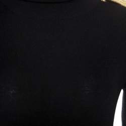 Dsquared2 Black Wool Blend Epaulette Detail Turtle Neck Sweater L