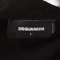 Dsquared2 Black Wool Blend Epaulette Detail Turtle Neck Sweater L