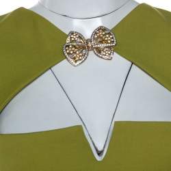 Pre Owned Dsquared2 Light Green Wool Brooch Neckline Detail Midi Dress S