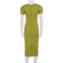 Pre Owned Dsquared2 Light Green Wool Brooch Neckline Detail Midi Dress S