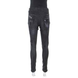 Pre Owned Dsquared2 Black Washed Out Distressed Denim Jeans M