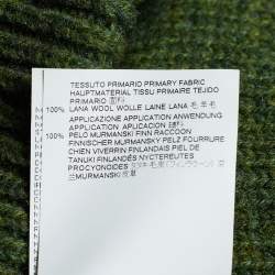 Pre Owned Dsquared2 Green Wool Knit & Fur Trimmed Oversized Hoodie XS