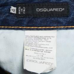 Pre Owned Dsquared2 Blue Denim Paint Splatter Slim Fit Jeans M Waist 32"