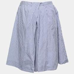 Dsquared2 Blue Striped Cotton Pleated Skirt M