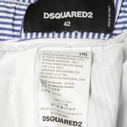 Dsquared2 Blue Striped Cotton Pleated Skirt M