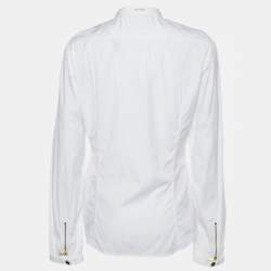 Dsquared2  White Cotton Zip Front Shirt L