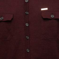 Pre Owned Dsquared2 Burgundy Wool & Silk Knit Button Front Cardigan L