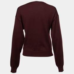 Pre Owned Dsquared2 Burgundy Wool & Silk Knit Button Front Cardigan L
