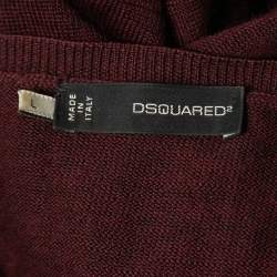 Pre Owned Dsquared2 Burgundy Wool & Silk Knit Button Front Cardigan L